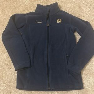 Columbia boys Notre Dame fleece zip up jacket size L